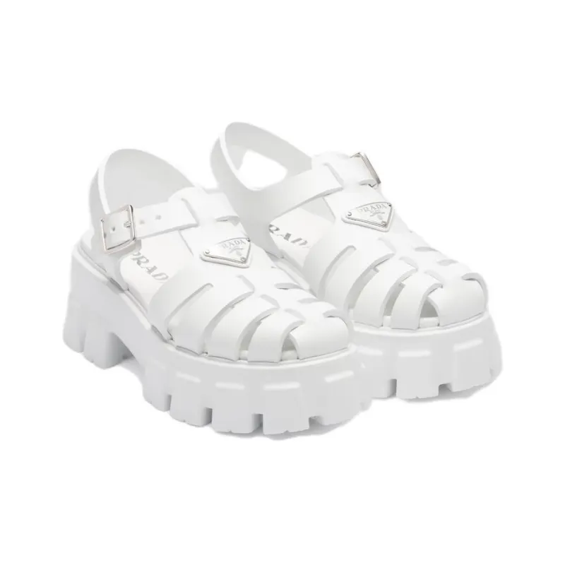 PRADA Monolith Foam Rubber 55mm Sandals White Women's-2