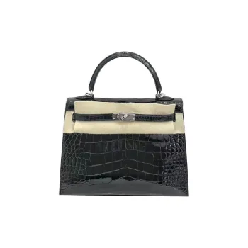 HERMES Kelly Crocodile Leather Kelly Bag Handbags Regular Women's 89 Noir Black