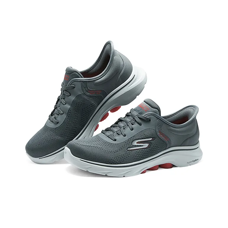 Skechers GO WALK 7 Cushioning, Wear Resistant Low Top Running Shoes Men's Gray Red-3
