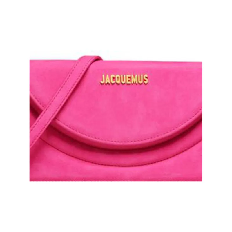 Jacquemus Le Sac Rond Cow Leather Shoulder Bag, Crossbody Bag, Handbag Women's Dark Pink-4