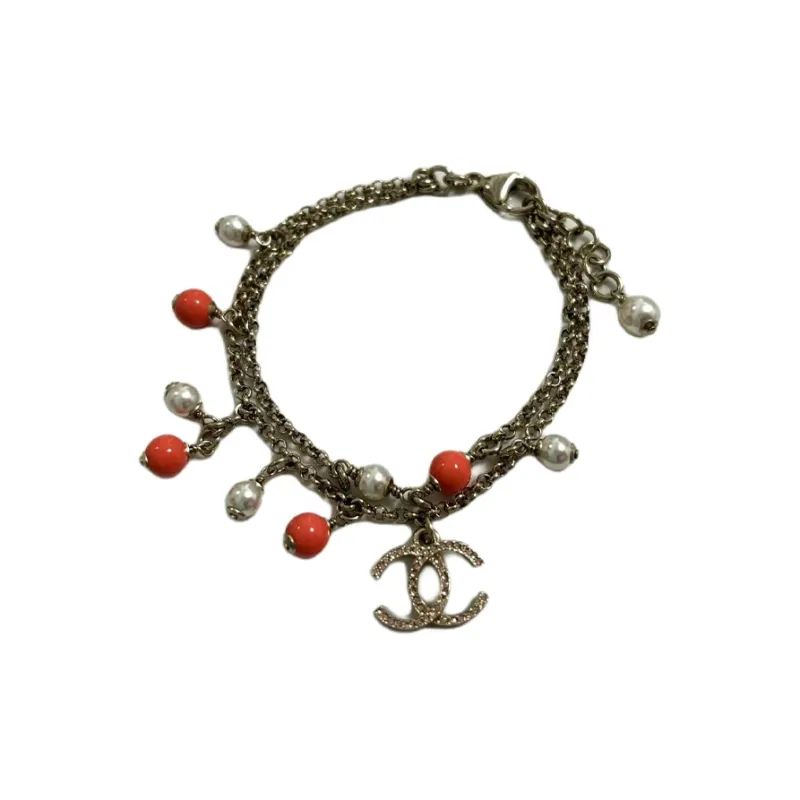 CHANEL Pearl Rhinestone Bracelets Women's Gold-0