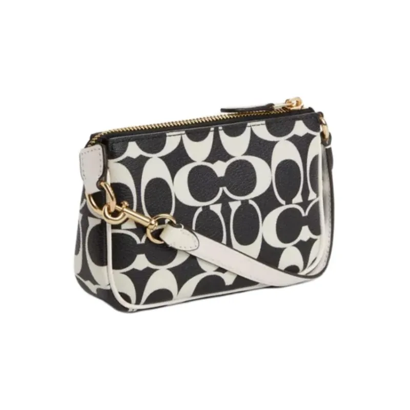 COACH Nolita Leather Shoulder Bag Handbags Mini Women's Black White-1