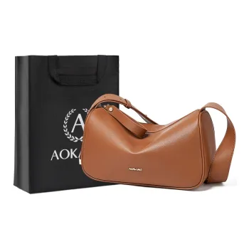 AOKANG Cow Leather With Synthetic Leather Shoulder Bag Women's Classic Black/Caramel Brown/Cream Apricot