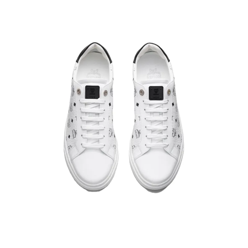 MCM Low Top Stylish Skateboarding Shoes Men's White-3