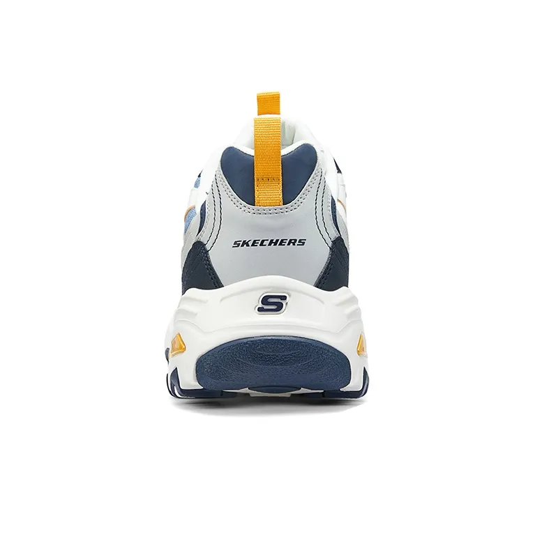 Skechers D'LITES 1.0 Cushioning Wear Resistant Low Top Casual Shoes Men's White Gray Yellow-4