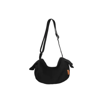 Deli Bear Canvas Crossbody Bag Shoulder Bag Regular Unisex Black/Green/Ecru/Orange