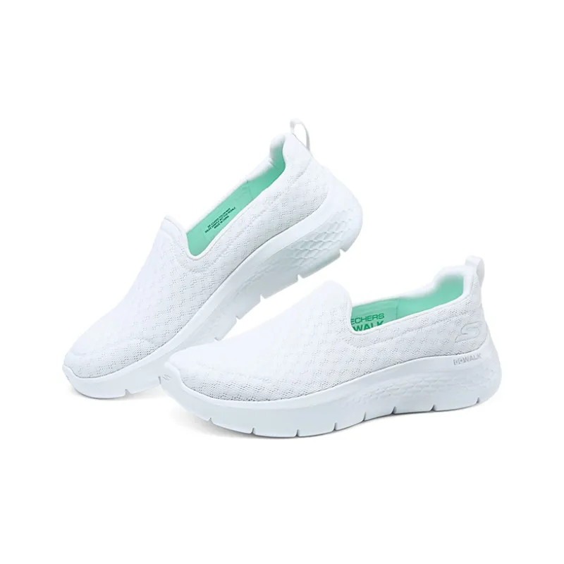 Skechers Go Walk Fle Cushioned Wear Resistant Lightweight Low Top Training Running Shoes Women's White Green-3