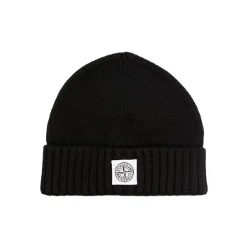 STONE ISLAND Logo Patch Ribbed Beanie