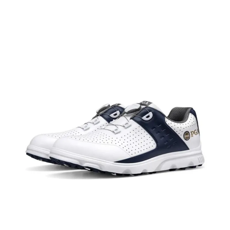 PGA Cushioning, Wear Resistant Low Top Golf Shoes Men's White Blue-1