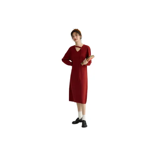 Dme Long-Sleeved Dresses Women's Maroon