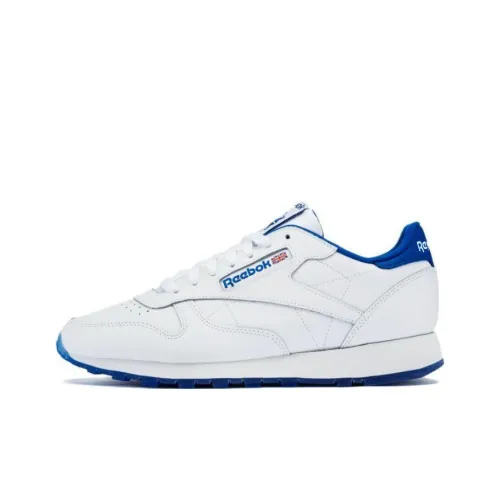 Reebok Classic Leather Running Shoes Unisex Low-Top White/Blue