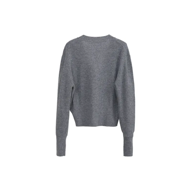 Fstudio Knitted Fabric Cardigan Sweater Women's Gray-1