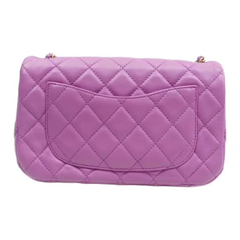 CHANEL Classic Flap CF Sheepskin Shoulder Bag, Crossbody Bag Mini Women's Purple-1