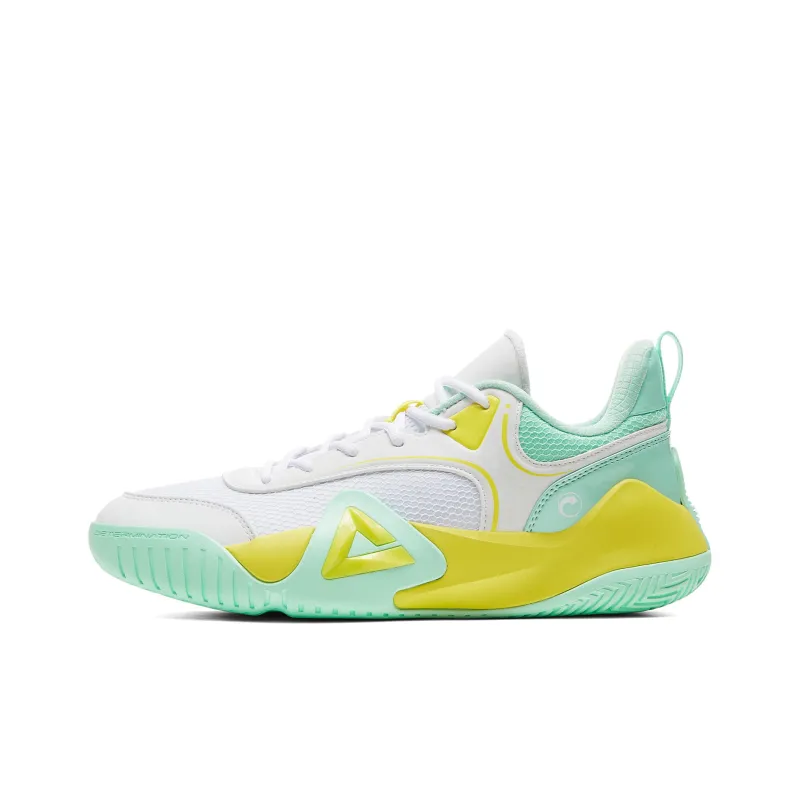 PEAK Sharp Marks Basketball Shoes Men Low Top Blue Yellow-0