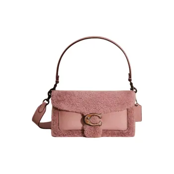 COACH Zip Shoulder Bag Shearling Messenger Bag Handbags Shoulder Bags Women's Gray Pink