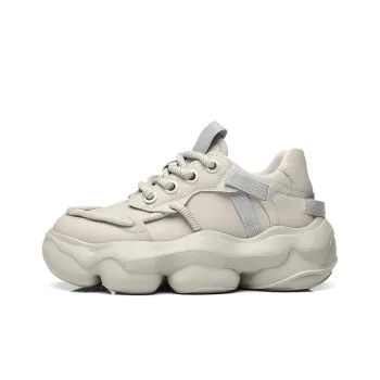 15 MINS Trendy Versatile Casual Shoes Wear-Resistant Slip-Resistant Low-Top Lace-Up Chunky Sneakers Men's Light Gray