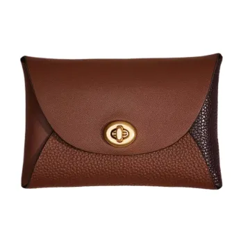 COACH Pouch Leather Coin Purse Wallet Clutch Women's Brown