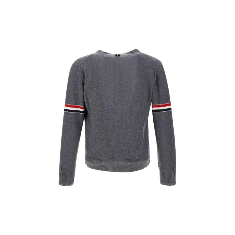 THOM BROWNE Stripped Buttoned Cardigan-1