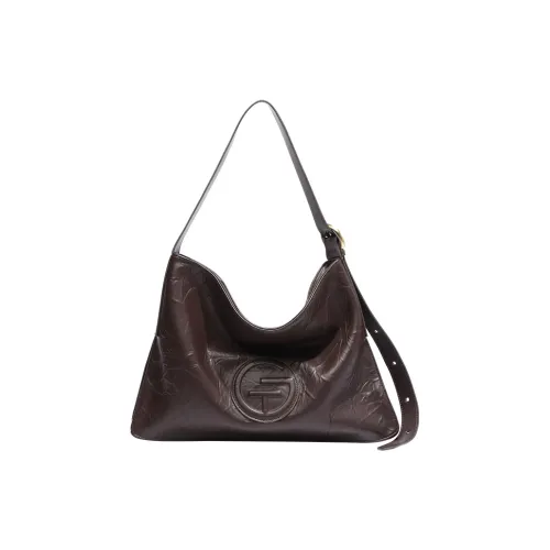 Tanita West Shoulder Bags Coffee Brown Brown - Hand-Stitched Grain Cow Leather