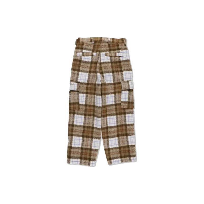 WIND AND SEA SHAGGY PLAID CARGO PT Casual Pants Unisex Brown-1