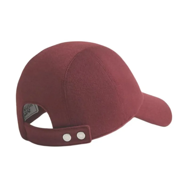 HERMES Cashmere Canvas Calfskin Palladium-Plated Silk Rayon Baseball Caps Women's Red-1