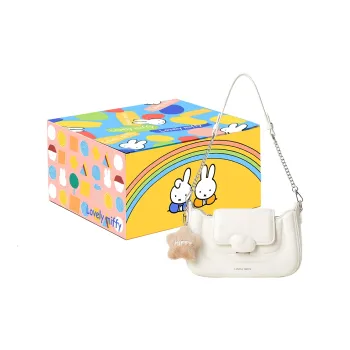 Miffy Pu Small Square Bag, Underarm Portable Crossbody Bag, Shoulder Bag Women's Ecru