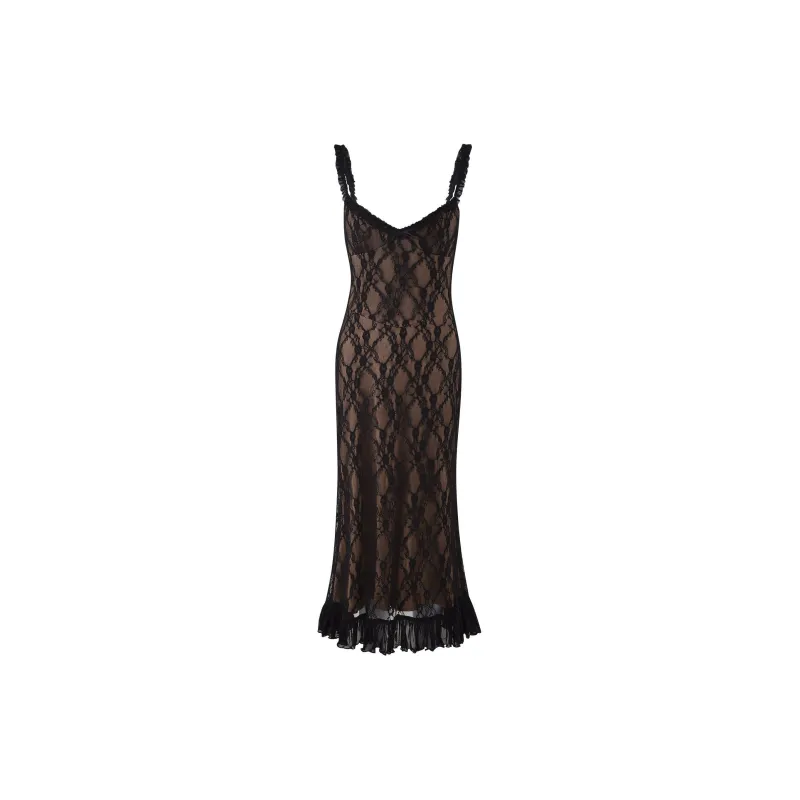 Women's Tiger Straight Shoulder Lace Evening Dress
