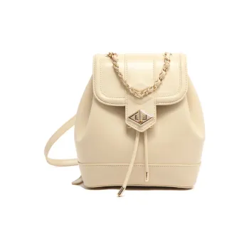 MICOCAH PU Handbag, Backpack, Backpack Medium Size Women's Warm Beige Apricot/Coral Red/Jet Black Jade