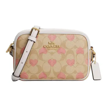 COACH Jamie Coated Canvas With Leather Camera Bag Shoulder Bag Crossbody Bag Mini Women's Light Khaki