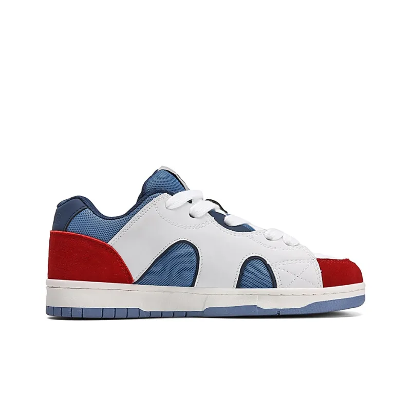 Q AND Slip Resistant Cushioning Low Top Skateboard Shoes Unisex Red White Blue-1