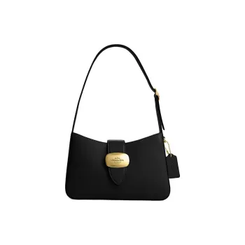 COACH Eliza Cow Leather One Shoulder Handbag Women's Black