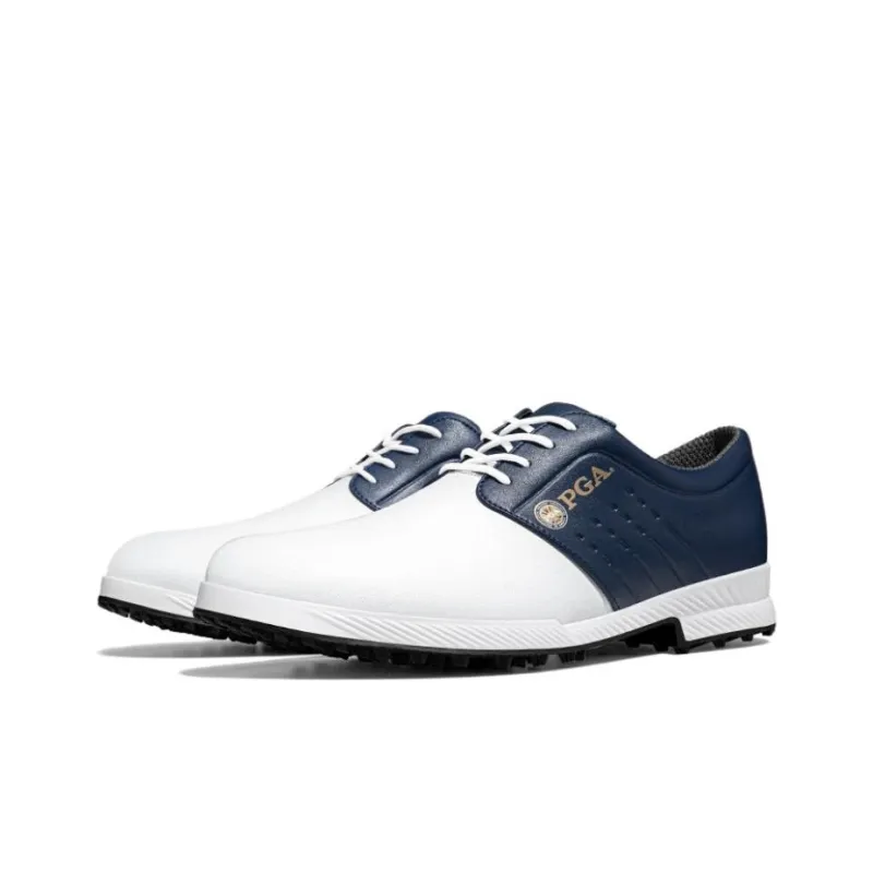 PGA Abrasion Resistant Slip Resistant Low Top Golf Shoes Men's White Navy Blue-1