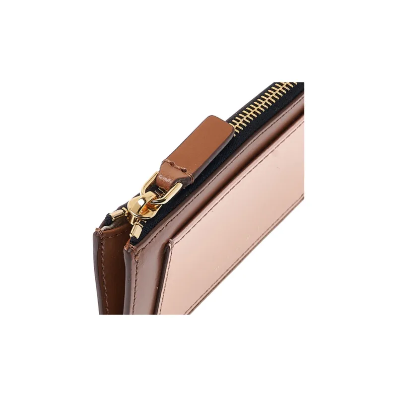 MARNI Calfskin Wallets Card Holders Women's Brown & Light Pink-6