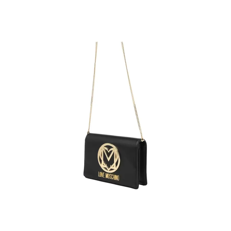 LOVE MOSCHINO Leather Flap Bag Shoulder Bag Crossbody Bag Small Size Women's Black-3