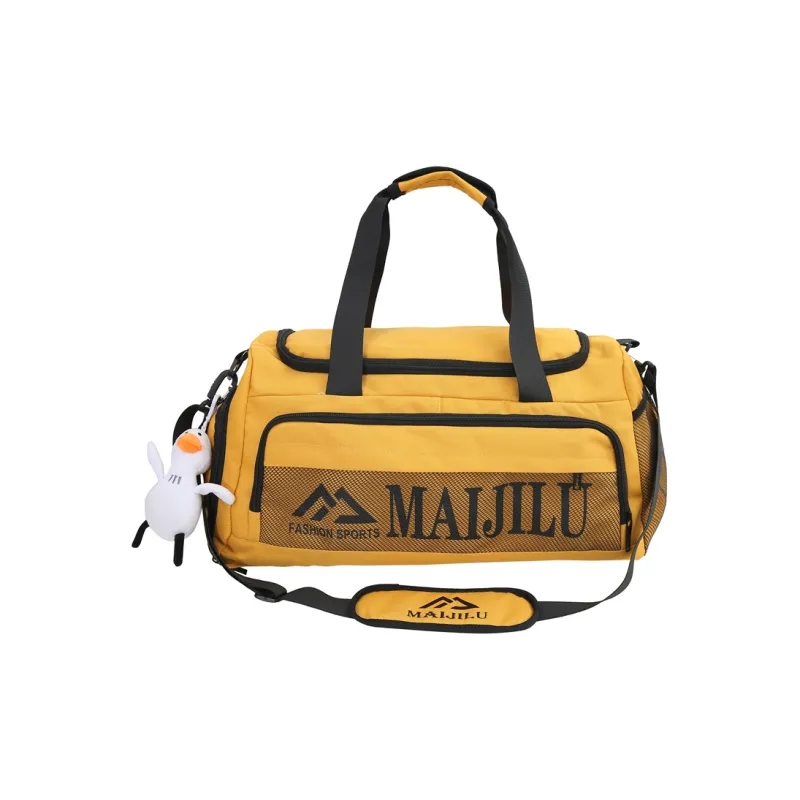 PULUWIRR Nylon Handbag, Travel Bag, Luggage Bag, Shoulder Bag Unisex Black/Gray/Yellow/Orange-9