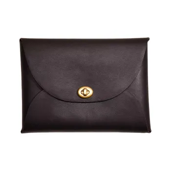 COACH Pouch Leather Wrist Bags Clutches Extra Large Women's Black