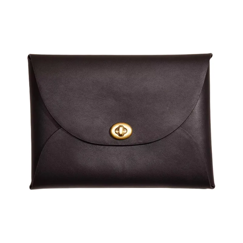 COACH Pouch Leather Wrist Bags Clutches Extra Large Women's Black-0