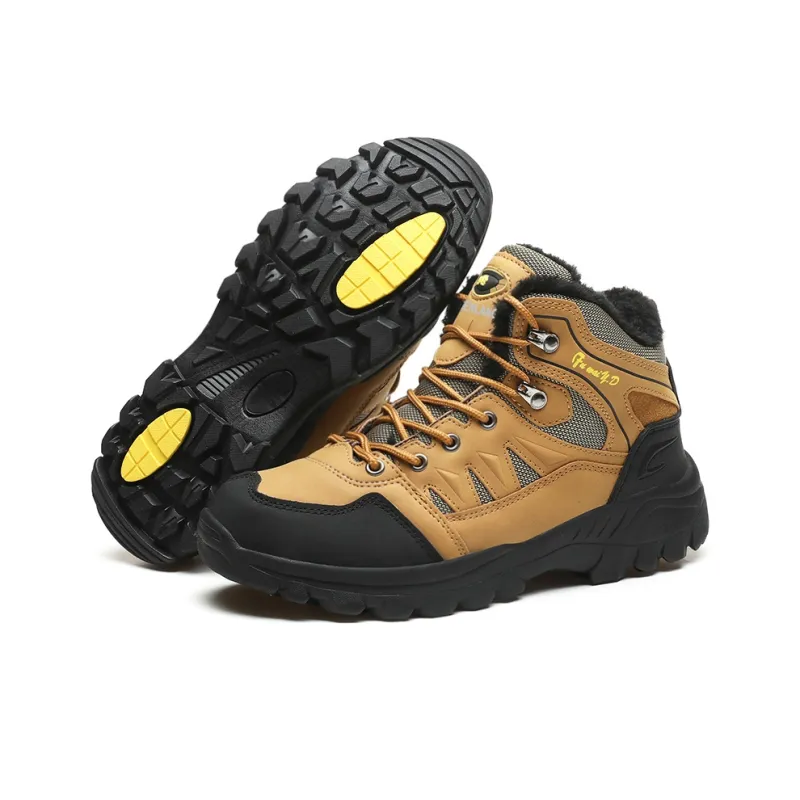 GESENLANG Cushioning Lightweight Warm Mid Top Outdoor Shoes Men's Brown-4