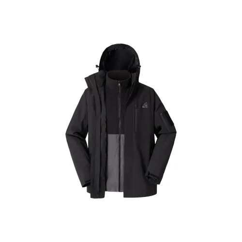 OKYU Windbreaker Jackets Unisex Black Polar Fleece