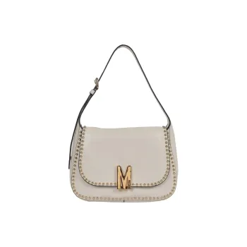 MOSCHINO Leather Handbag Shoulder Bag Women's Gray