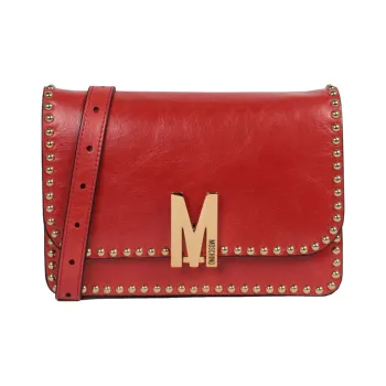 MOSCHINO Leather Shoulder Bag Crossbody Bag Women's Red