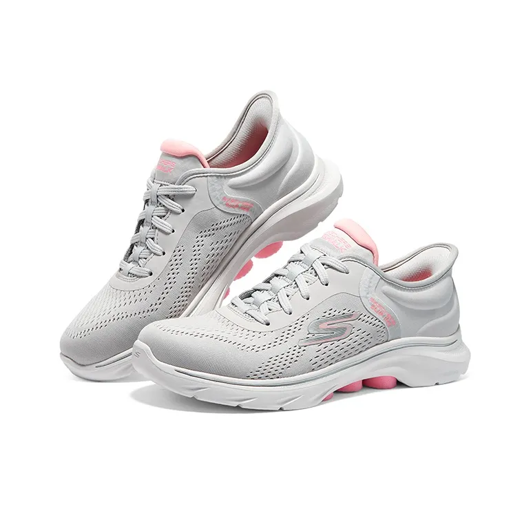 Skechers GO WALK 7 Cushioning Slip Resistant Waterproof Rebound Low Top Running Shoes Women's Gray Pink-3