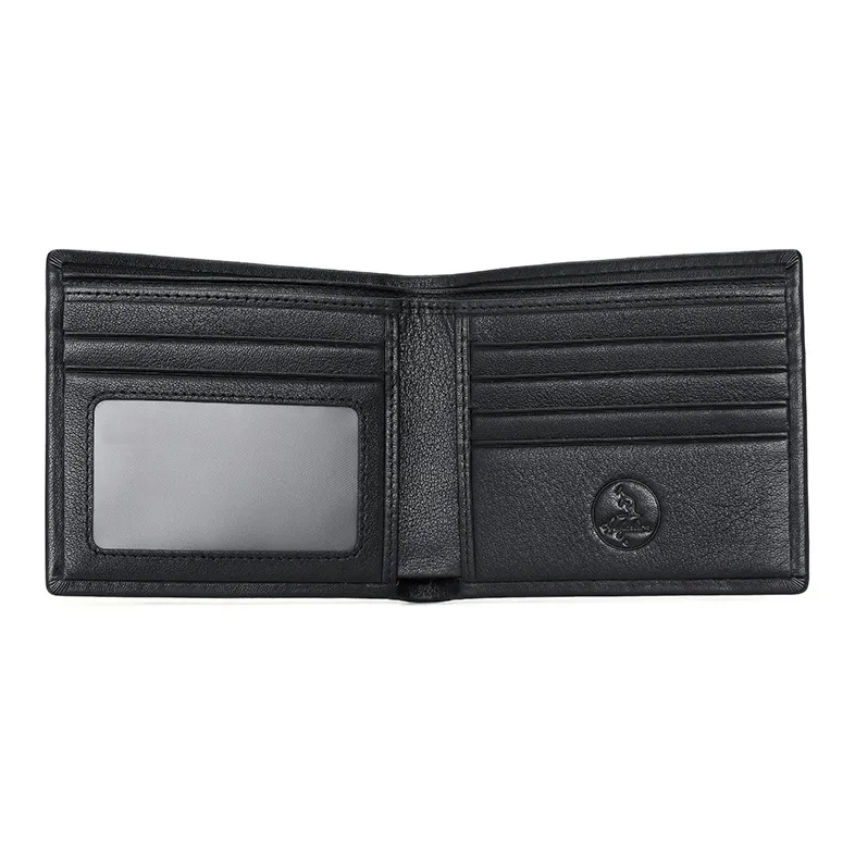 AUGTARLION Cow Leather Card Holder Wallet Money Clip Men's Black-8