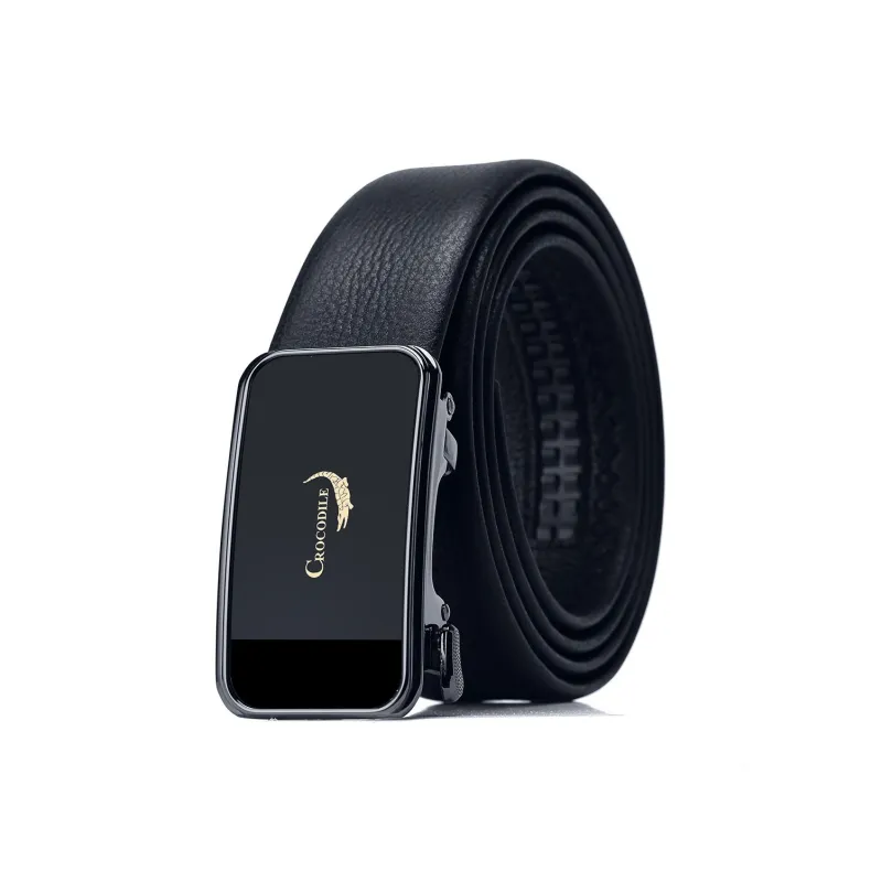 Crocodile Shark Textured Dual Sided Automatic Buckle Cow Leather Leather Belts Men's 3.6cm-0