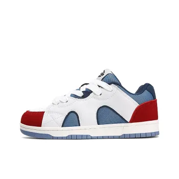 Q AND Slip Resistant Cushioning Low Top Skateboard Shoes Unisex Red White Blue