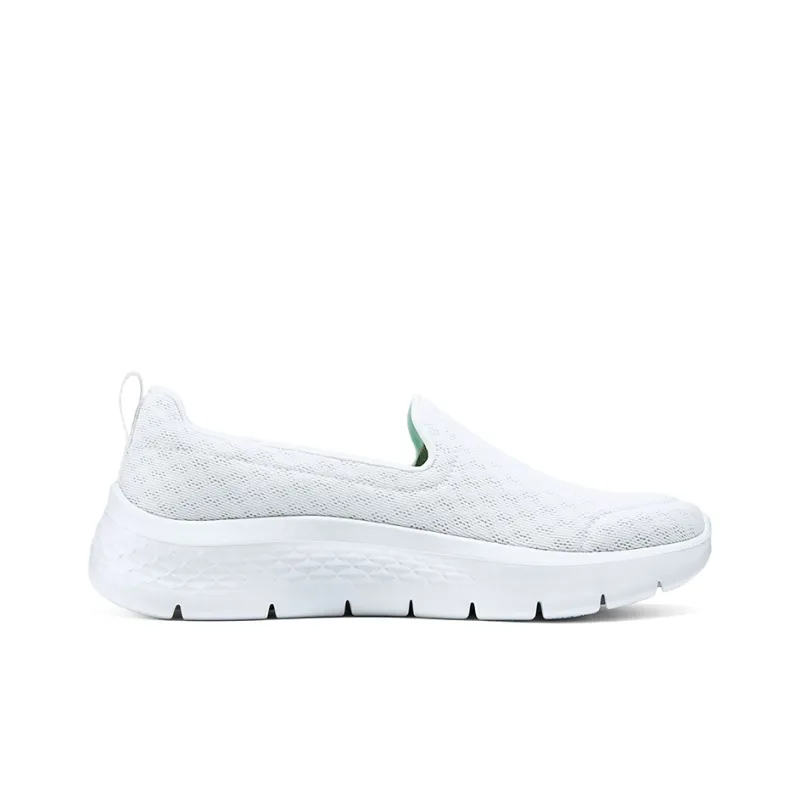 Skechers Go Walk Fle Cushioned Wear Resistant Lightweight Low Top Training Running Shoes Women's White Green-1