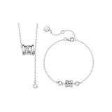 Bracelet+Necklace-Silver White