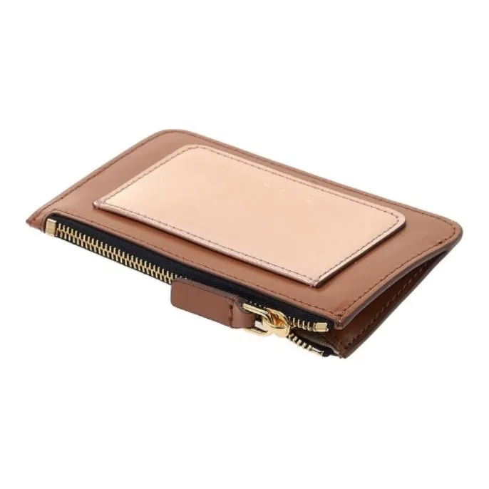 MARNI Calfskin Wallets Card Holders Women's Brown & Light Pink-4