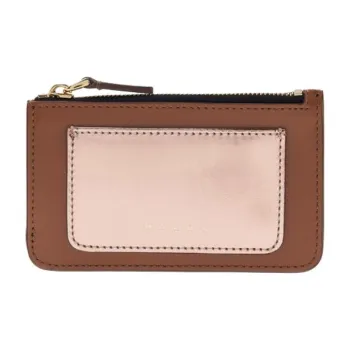 MARNI Calfskin Wallets Card Holders Women's Brown & Light Pink