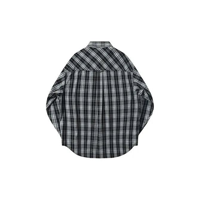 Evi Stub Shirt Men's Dark Blueberry Gray Plaid-1